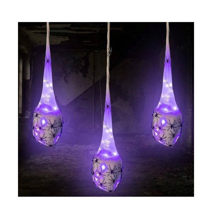 Tela De Araña Con Luz 80cm Para Decoración Halloween Blanco