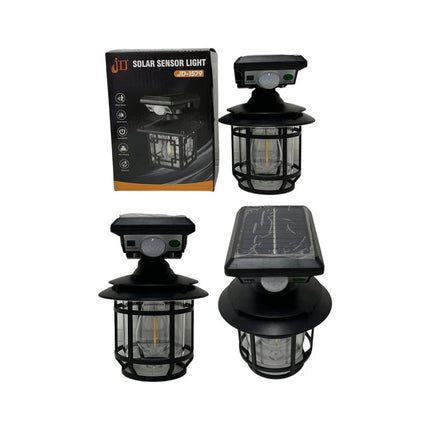 Farol Farolito Para Exterior Solar C/sensor Negro