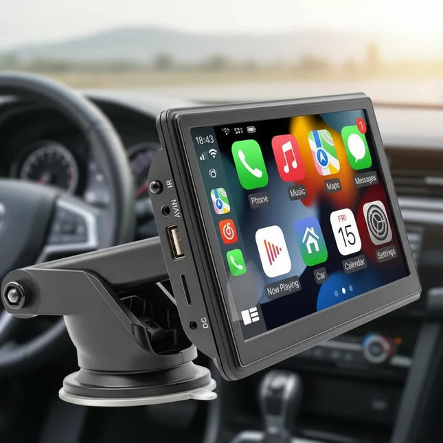 Pantalla Tactil 7'' Con Soporte Para Auto Android 12 Negro