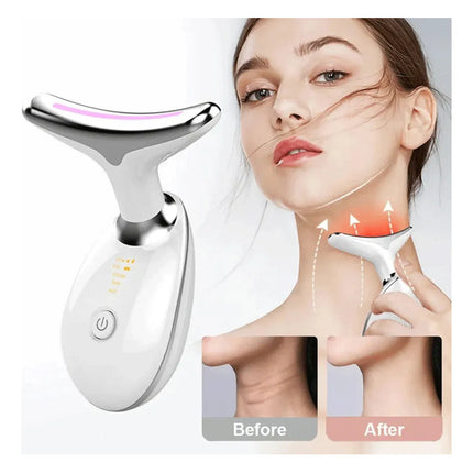 Masajeador Térmico De Cuello Y Rostro Terapia De Luz E Iones Blanco