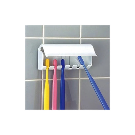 Porta Cepillo Dientes Blanco Para 6 Cepillos Con Ventosa