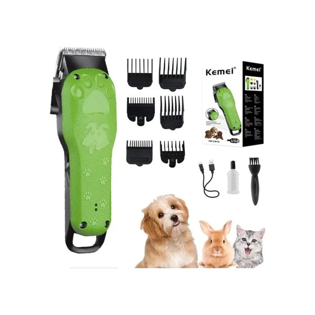 Maquina De Cortar Pelo De Perro Gato Mascotas  Kemei Km-cw10 Verde