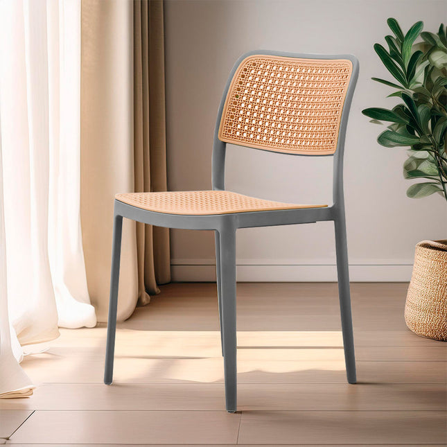 Silla Clasica Con Respaldo De Plastico Rejilla Gris