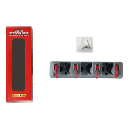 Soporte De Escobas Con 3 Lugares Gris