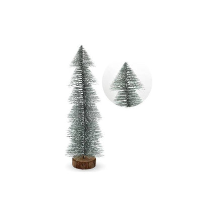 Mini Árbol Plateado En Base De Madera 30cm Ccm00014 V