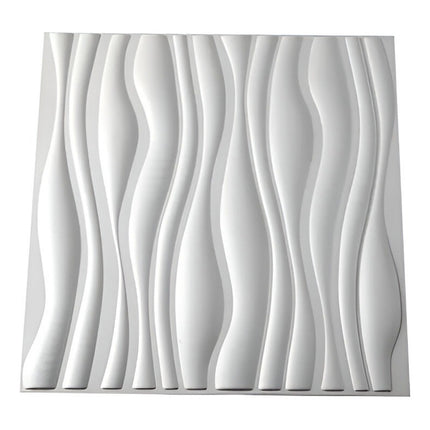 Revestimiento De Pared 3d Ondas En Línea Blanco 50 X 50 Cm Rayas Blanco