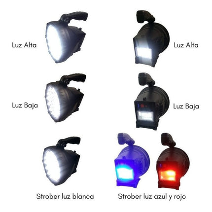 Linterna Largo Alcance Alta Potencia Recargable Reflector Lu Negro
