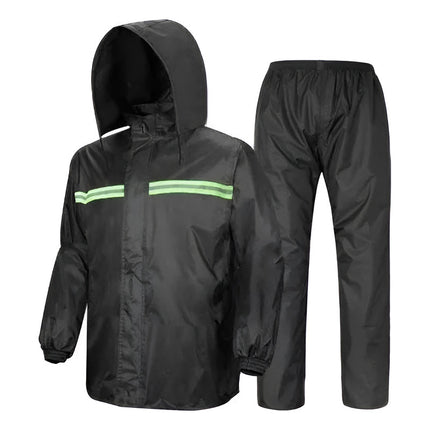 Equipo De Lluvia Reflectivo Capucha Forrado  Negro  Negro