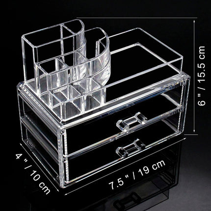 Organizador Para Cosmeticos 8 Compartimientos Y 2 Cajones  Transparente