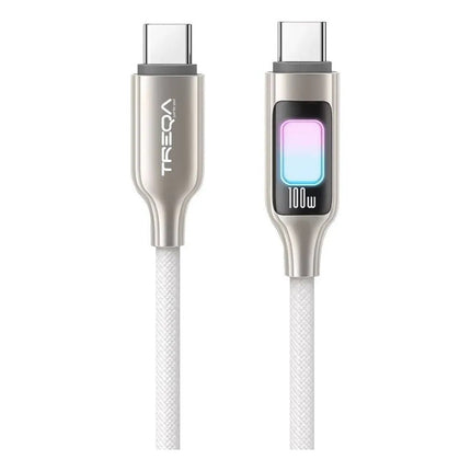 Cable De Carga Rapida Aluminio + Tejido Tela C A C Luz Led Blanco