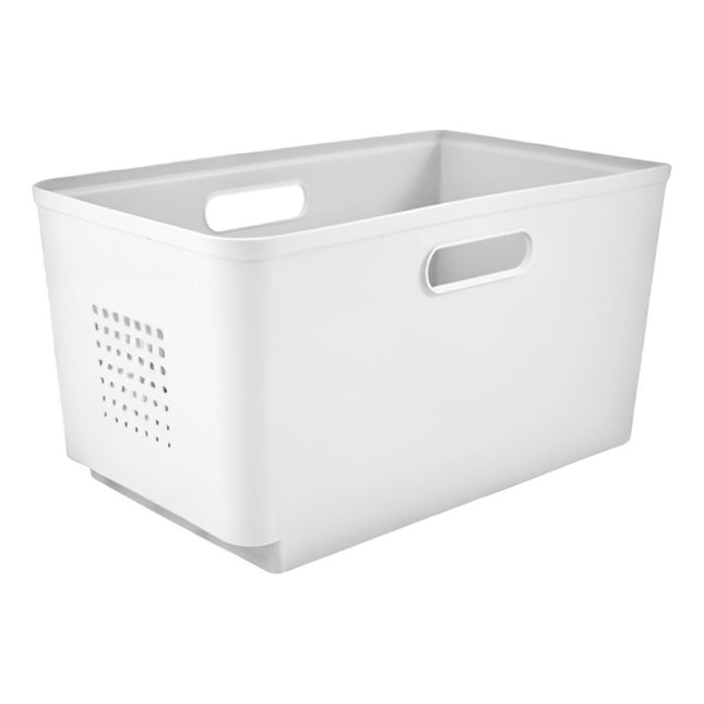 Canasto Caja Plástica Con Dos Ruedas 30x18x16cm Blanco