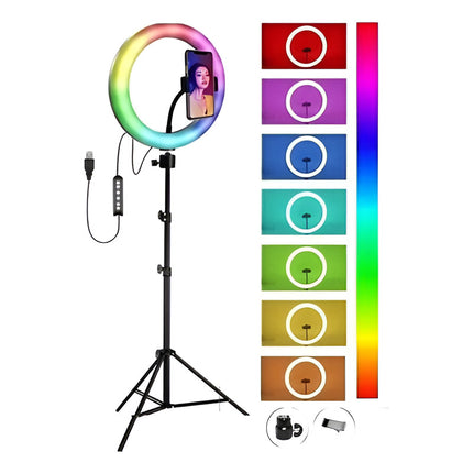 Aro Anillo Luz Led Rgb Multi Color Con Tripode 26cm Rgb