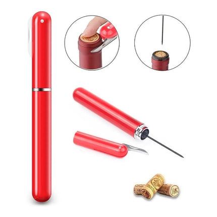 Destapador 2 En 1 Sacacorcho Y Cuchillo Rojo