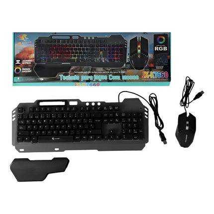 Teclado Y Mouse  Gamer Símil Mecánico Jx-kt660 Negro