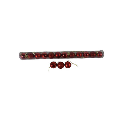 Bolas De Navidad 7cm  X12 Unidades Tubo Ccm00243 Rojo