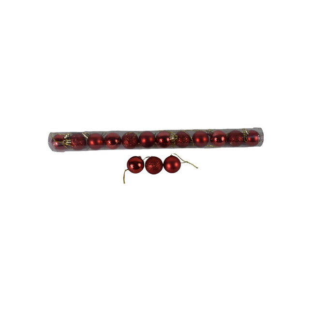 Bolas De Navidad 7cm  X12 Unidades Tubo Ccm00243 Rojo