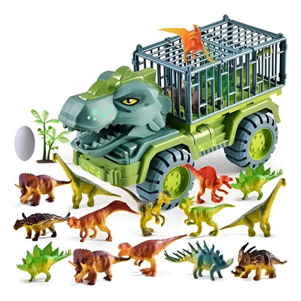 Camion De Transportador P/15 Dinosaurios Juguete Regalo Niño Dinosaurio Verde