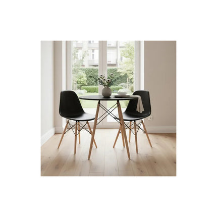 Mesa Eames Redonda Mesa Comedor Reforzada Patas Madera V