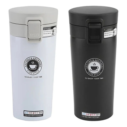 Vaso Térmico Mug 380ml Con Tapa Cafe  Excelente Calidad Blanco/negro