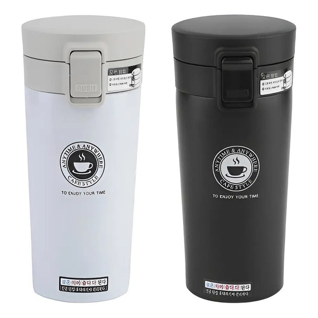 Vaso Térmico Mug 380ml Con Tapa Cafe  Excelente Calidad Blanco/negro