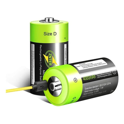 Pack 2 Pilas Tipo D Recargables Micro Usb 4000mah