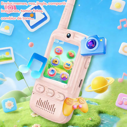Walkie-talkie Con Video Para Niños Pack De 2 Con Azul Claro Rosa Claro