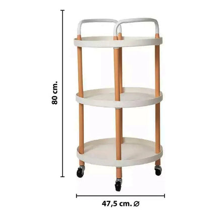 Carrito Organizador Mesa Redonda Con Asas Ruedas 3 Estantes