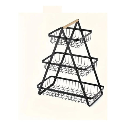 Organizador Para Cocina De Metal Frutero 3 Niveles Negro