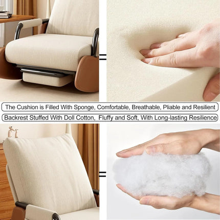 Sillon Poltrona Butaca Mecedora Con Posa Pie Y Bolsillo Beige