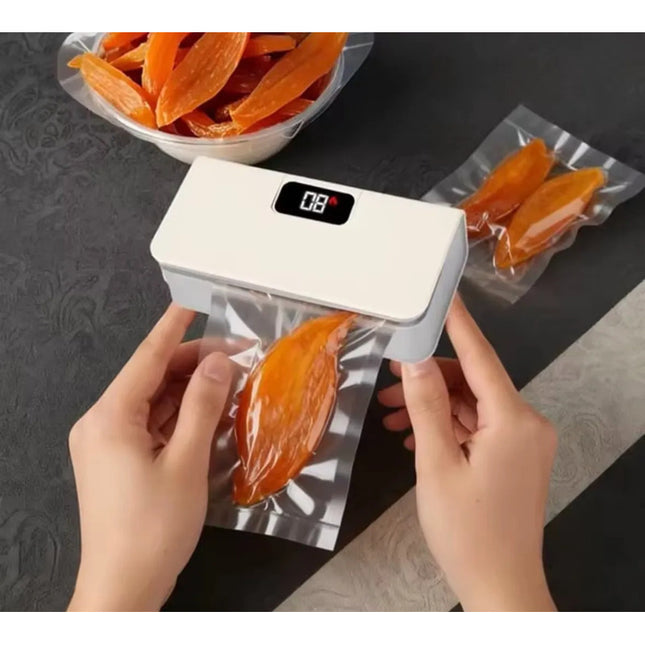 Mini Sellador Y Cortador De Bolsas Magnético Alimentos Blanco