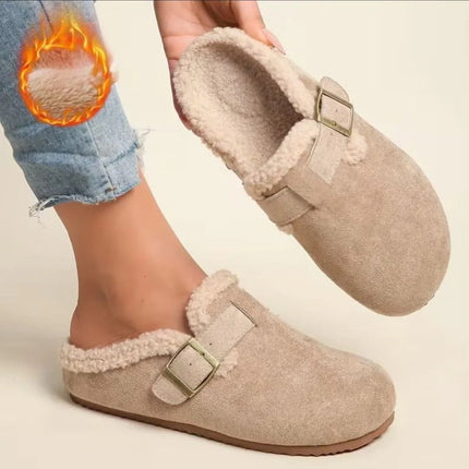 Pantuflas Zuecos De Corderito Cgs00753/4/5 Crudo Con Hebilla Decorativa 37