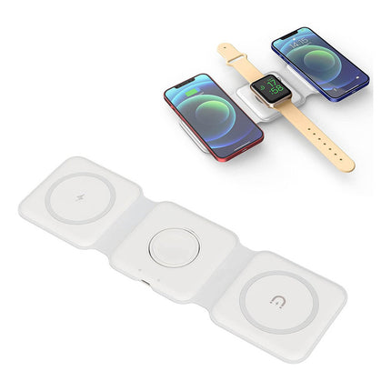 Cargador Magnetico Inalmbrico 3 En 1 Plegable Usb Blanco Blanco