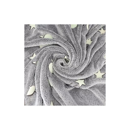 Mantas Polares Luminosas Glow Brilla A La Oscuridad 2mtx1.50 Estrellas Y Lunas 815 G Gris Con Motivos Blancos (luminiscente)