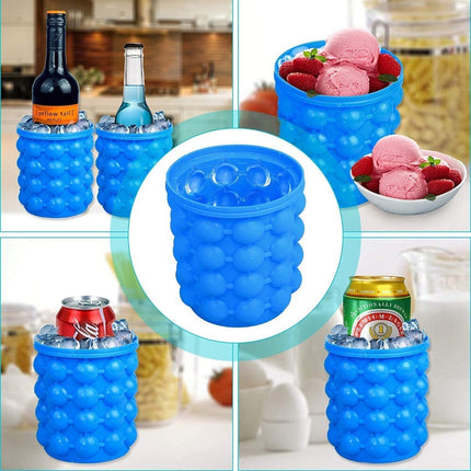 Hielera De Silicona Enfriador De Botellas Cubos De Hielo Azul