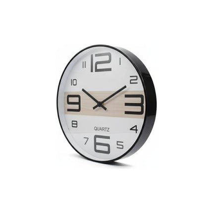Reloj De Pared Negro 30x4.5cm. Cwq00070 Negro Blanco