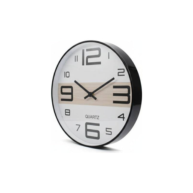 Reloj De Pared Negro 30x4.5cm. Cwq00070 Negro Blanco