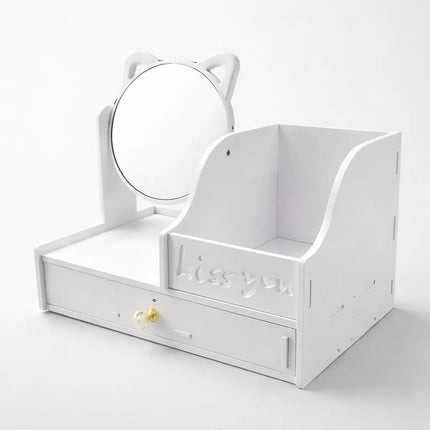 Organizador Cosmetico Madera Con Espejo Zy-2918 Blanco