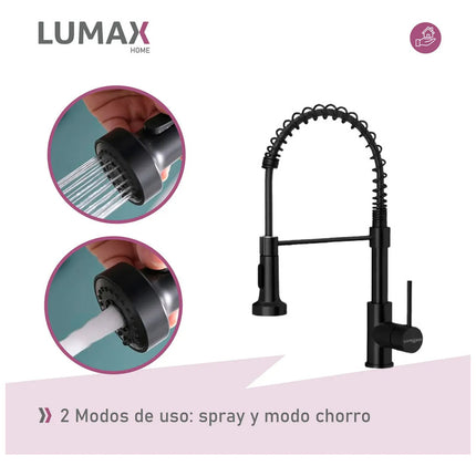 Canilla Monomando Lavaplatos Flexible Griferia Negro Negro