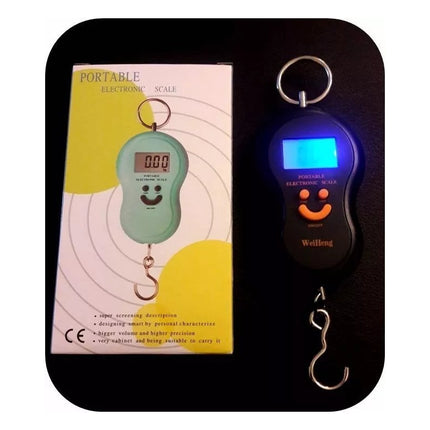 Balanza Gancho Colgar Digital Valijas Viajes Pesca 50 Kg Azul