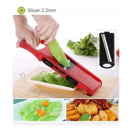 Rallador Cortador De Vegetales Y Frutas Mandolina 10 En 1 Rojo