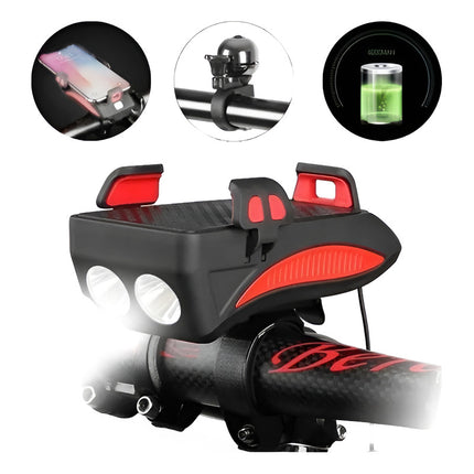 Farol Luz Led  Bicicleta 4 En 1 Bocina+luz+cargador+soporte