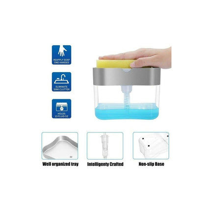 Dispensador De Jabón Y Detergente Para Lavaplatos Ahorrador Gris Oscuro Y Transparente