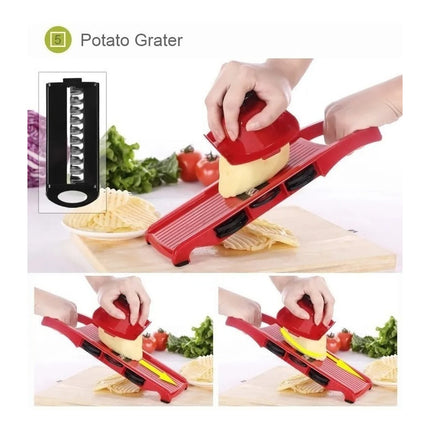 Rallador Cortador De Vegetales Y Frutas Mandolina 10 En 1 Rojo
