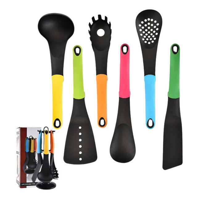 Juego Set De Menage 6 Piezas Con Soporte Mango Silicona