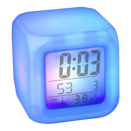 Reloj Despertador Cambia De Color C/termometro  Blanco