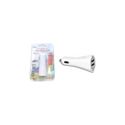 Cargador Celular Para Auto Doble Usb  12v  Blanco