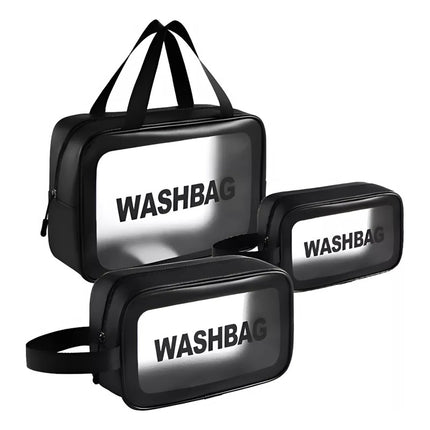Set X3 Neceser Para Maquillaje Equipaje Organizador Mnl Liso Transparente