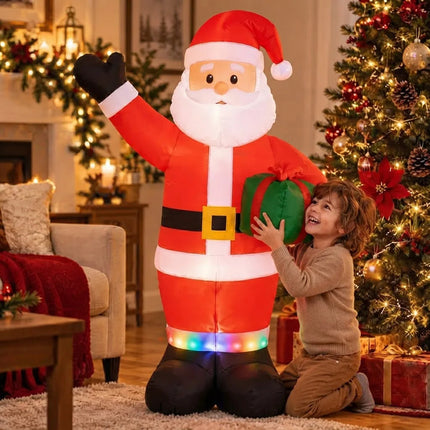 Papa  Noel Inflable Eléctrico Con Luz 180cm. Ccm00965 Rojo
