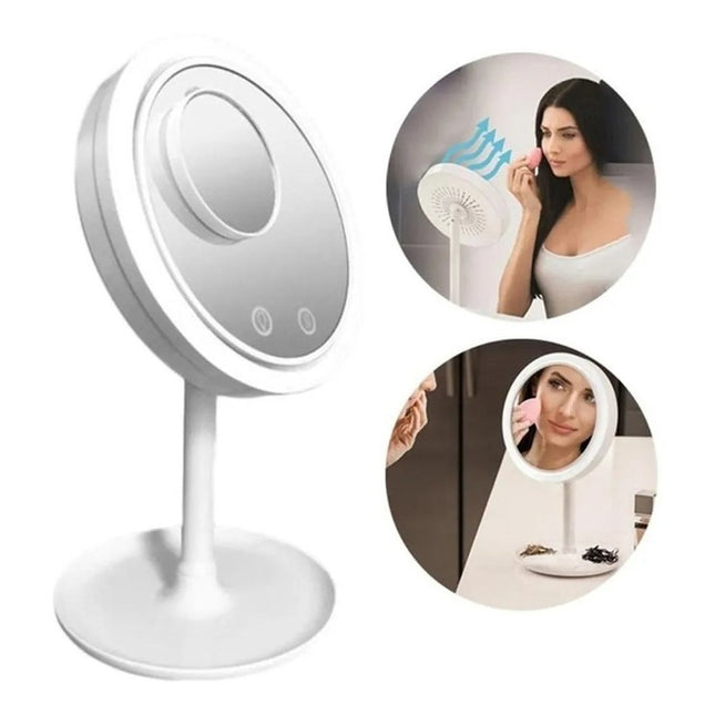 Espejo Maquillaje Con  Ventilador Y Luz Led / Aumento