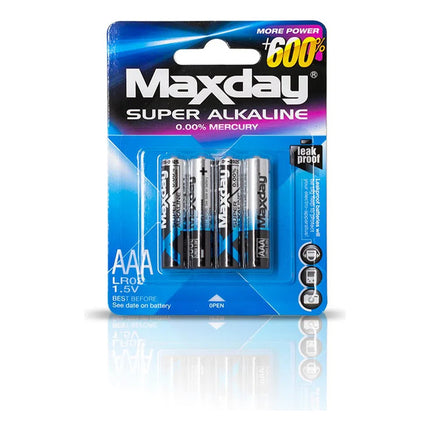 Pilas Baterias Alcalinas Aaa Maxday Calidad Pack 4 Uni 1,5v